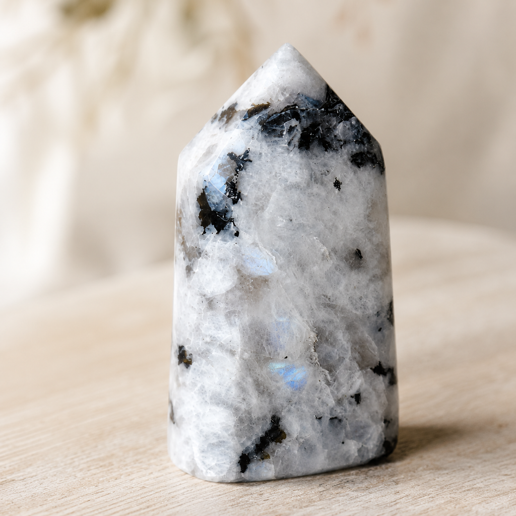 Polished Rainbow Moonstone Points(Compassion and Inner Peace)