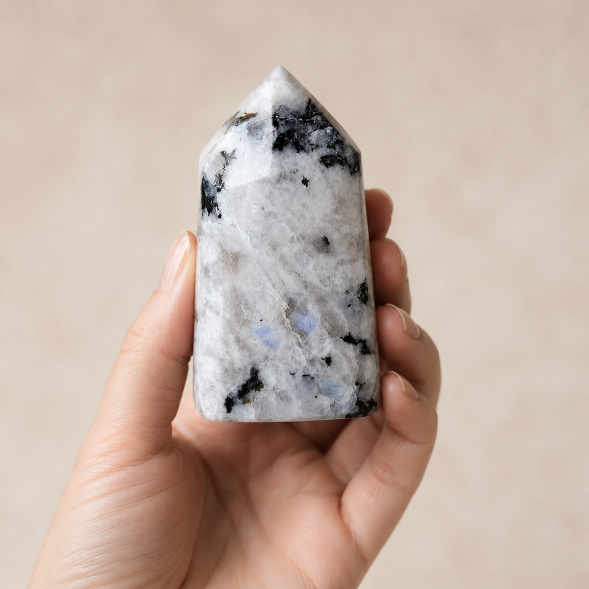 Polished Rainbow Moonstone Points(Compassion and Inner Peace)