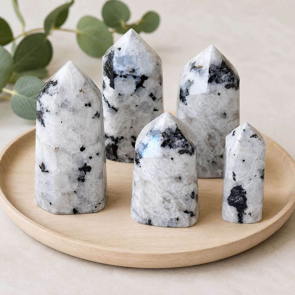 Polished Rainbow Moonstone Points(Compassion and Inner Peace)