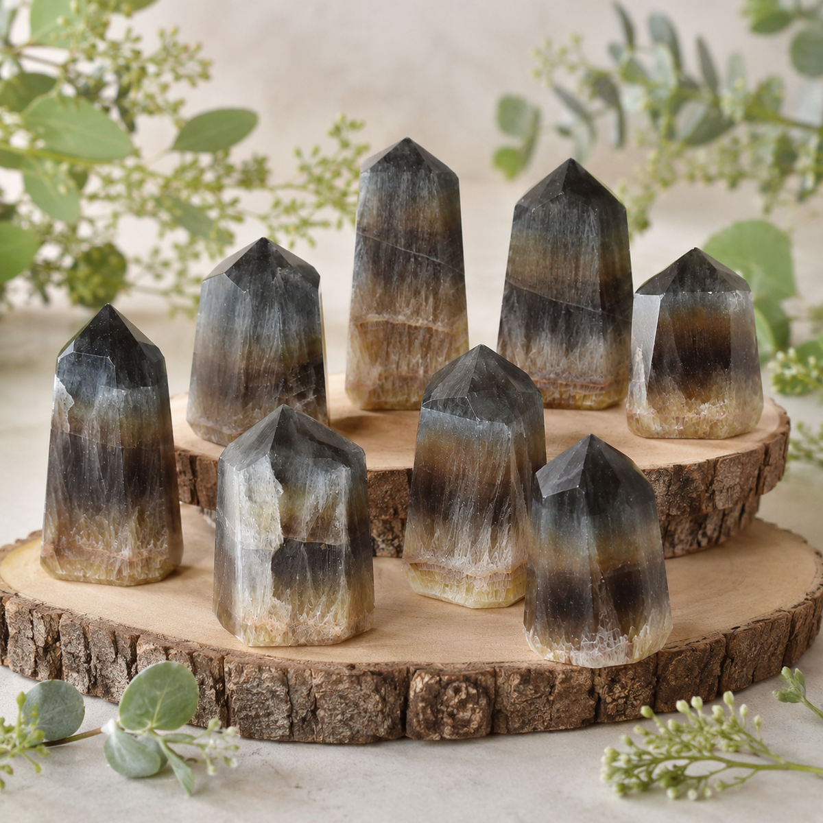 Polished Multi Fluorite Points (Self-Discipline and Grounding )