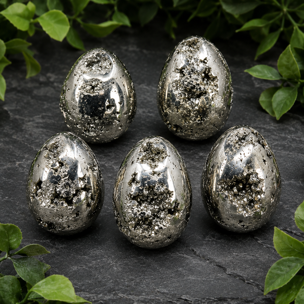 Pyrite Druzy Eggs Stone, Pyrite Crystal Egg ~ Natural Raw Metaphysical Gemstone