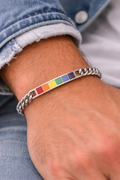 LGBTQ+ Pride Rainbow Bar Chain Bracelet – For Every Identity | Stainless Steel Rope Link Bracelet | Pride Jewelry Gift | | Wiccan Center