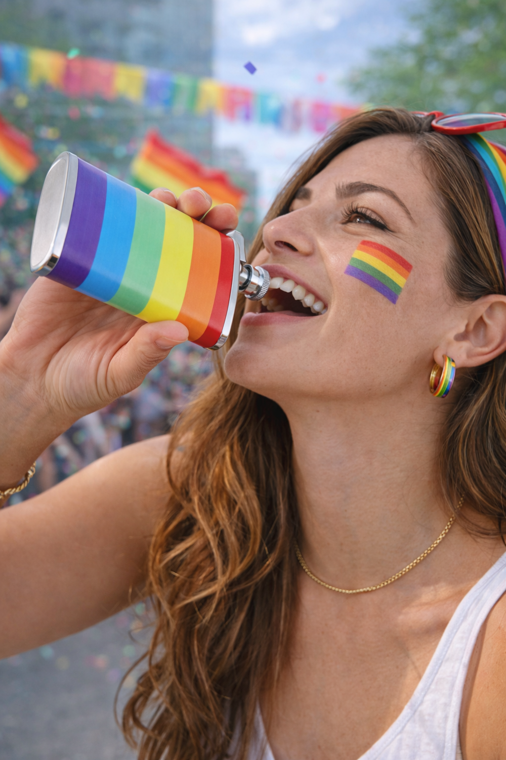 LGBTQ+ Pride Rainbow 8oz Stainless Steel Flask – For Every Identity | Portable Rainbow Hip Flask | Pride Gift Idea | | Wiccan Center
