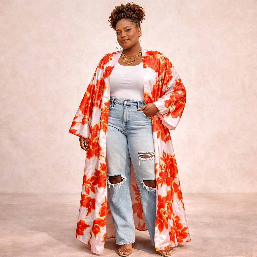 Ember Petals Kimono