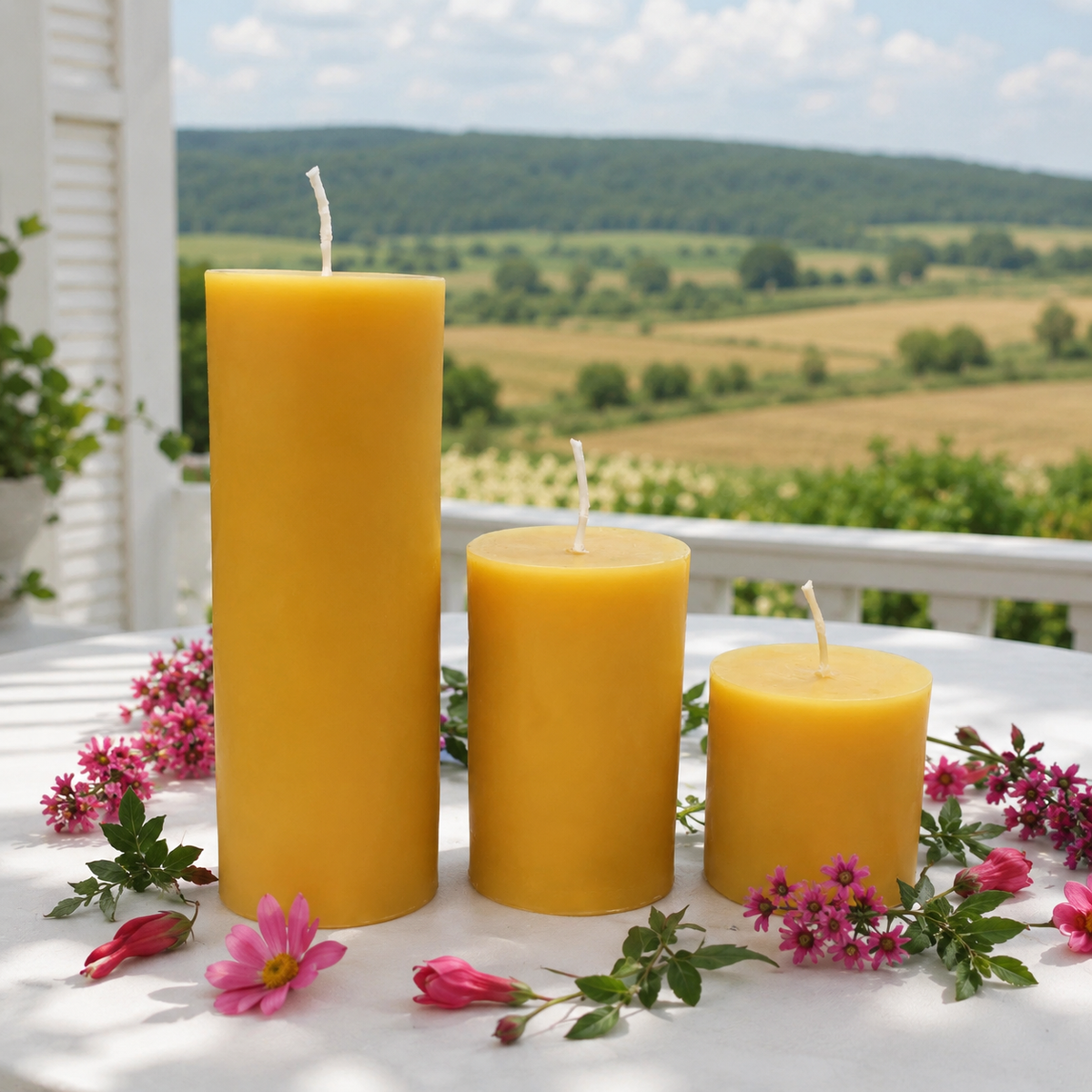 2 Inch Yellow Beeswax Pillar Candle Set | Candles | Wiccan Center