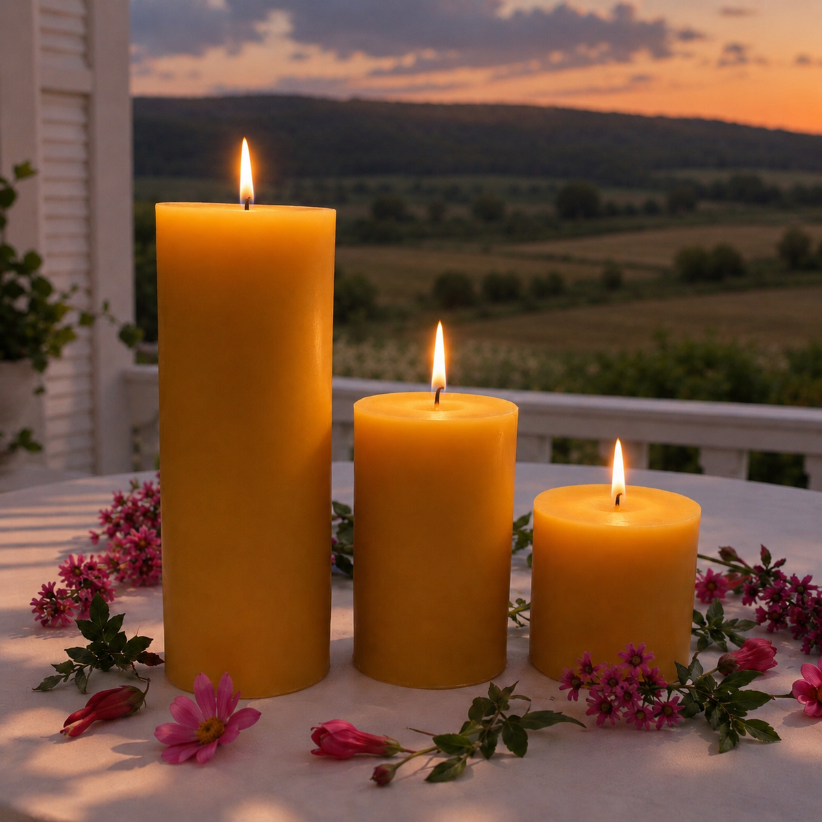 2 Inch Yellow Beeswax Pillar Candle Set | Candles | Wiccan Center