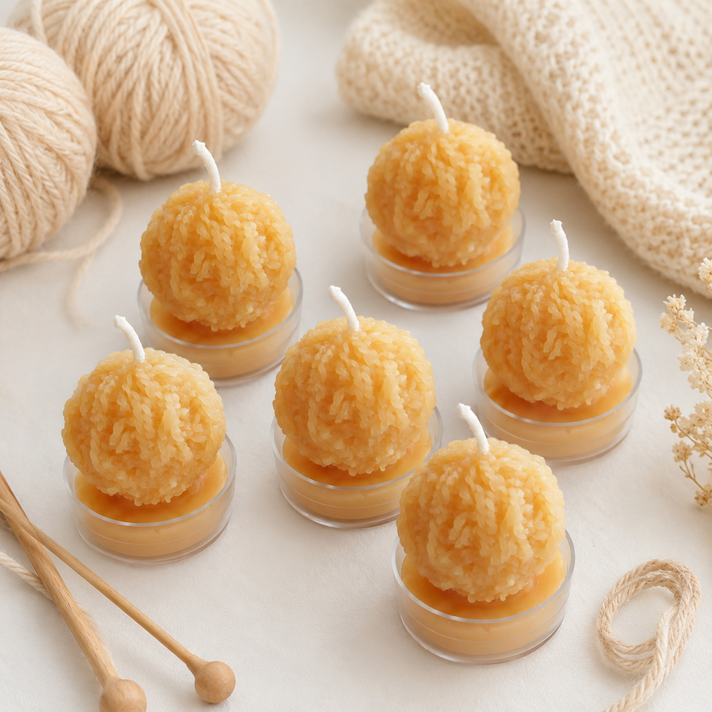 Yarn Ball Beeswax Tealight Candles | Candles | Wiccan Center