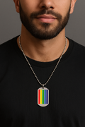 Rainbow Dog Tag Necklace – LGBTQ+ Pride Pendant on 24" Ball Chain | | Wiccan Center