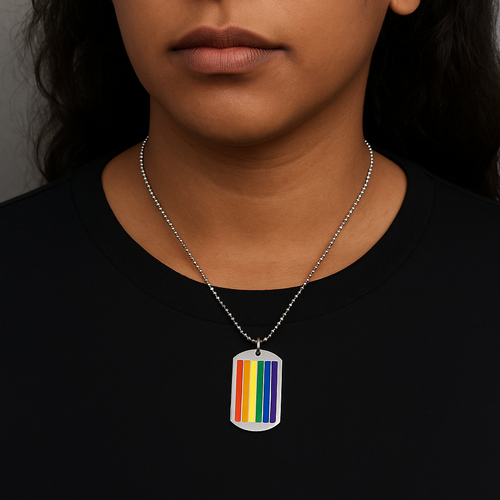 Rainbow Dog Tag Necklace – LGBTQ+ Pride Pendant on 24" Ball Chain | | Wiccan Center