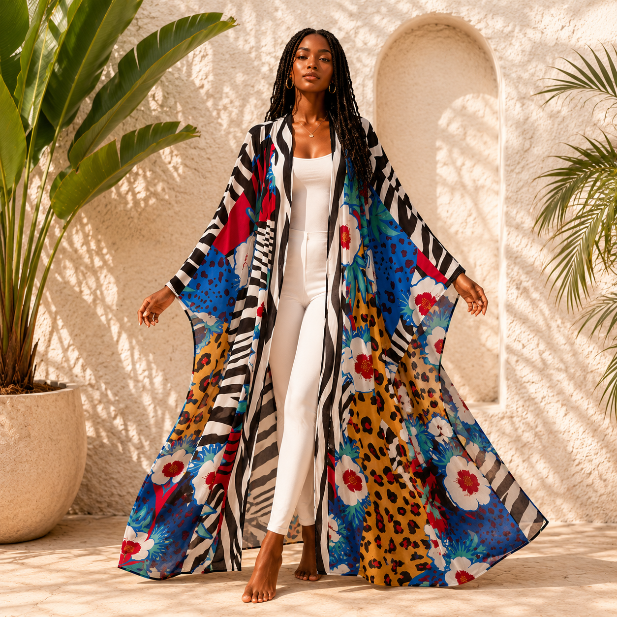 Electric Safari Sheer Cover Up Kimono