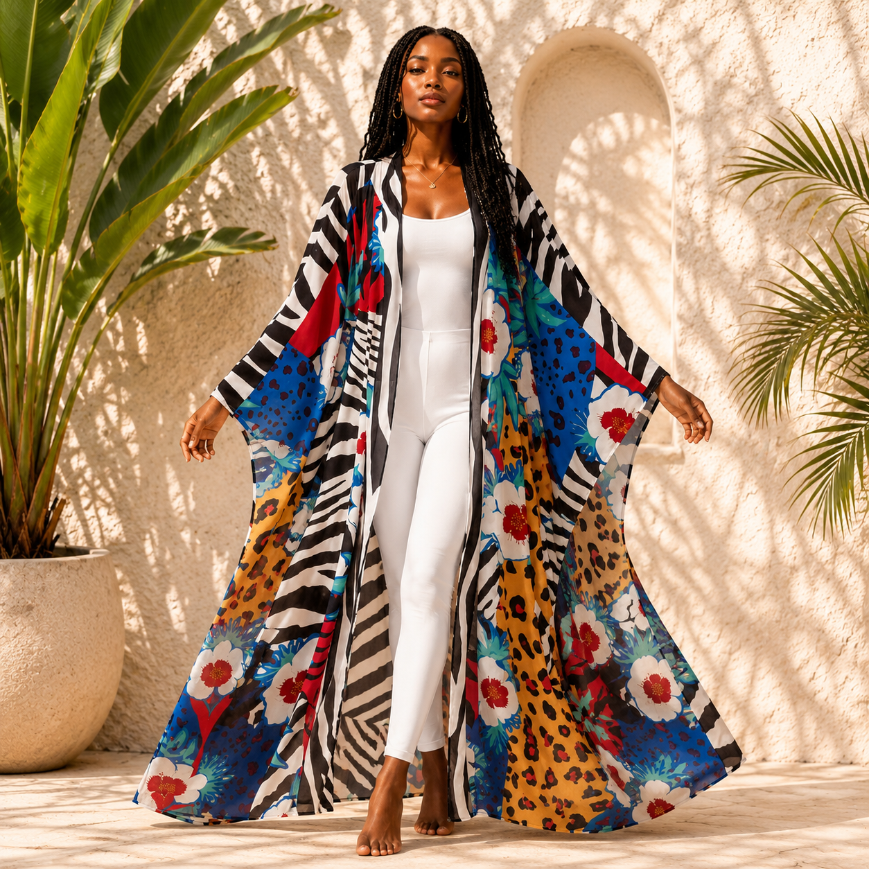 Electric Safari Sheer Cover Up Kimono
