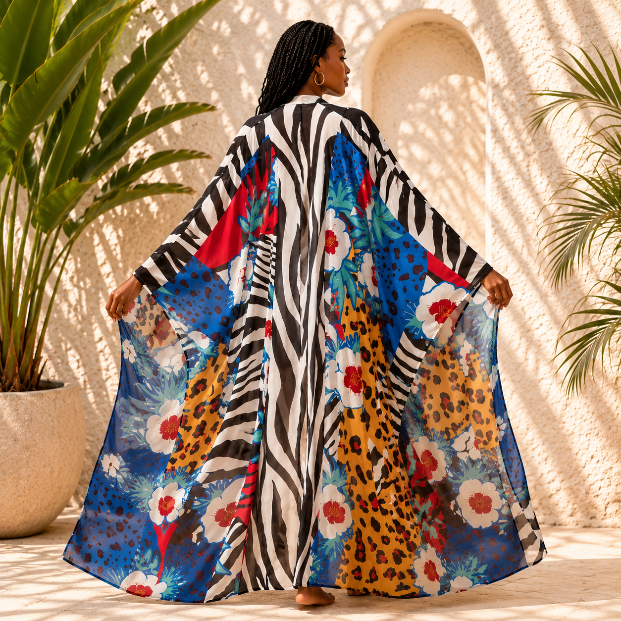 Electric Safari Sheer Cover Up Kimono