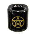Ceramic Chime Candle Holder - Black w/ Gold Pentacle | Candle Holder | Wiccan Center