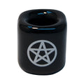 Ceramic Chime Candle Holder - Black w/ Silver Pentacle | Candle Holder | Wiccan Center