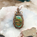 Chrysocolla Oval Wire Wrap Pendant 2.65 Inch