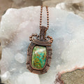 Chrysocolla Square Wire Wrap Crystal Pendant