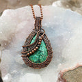 Chrysocolla Teardrop Wire Wrap Pendant