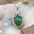 Chrysocolla Wire Wrap Pendant 2.65 Inch