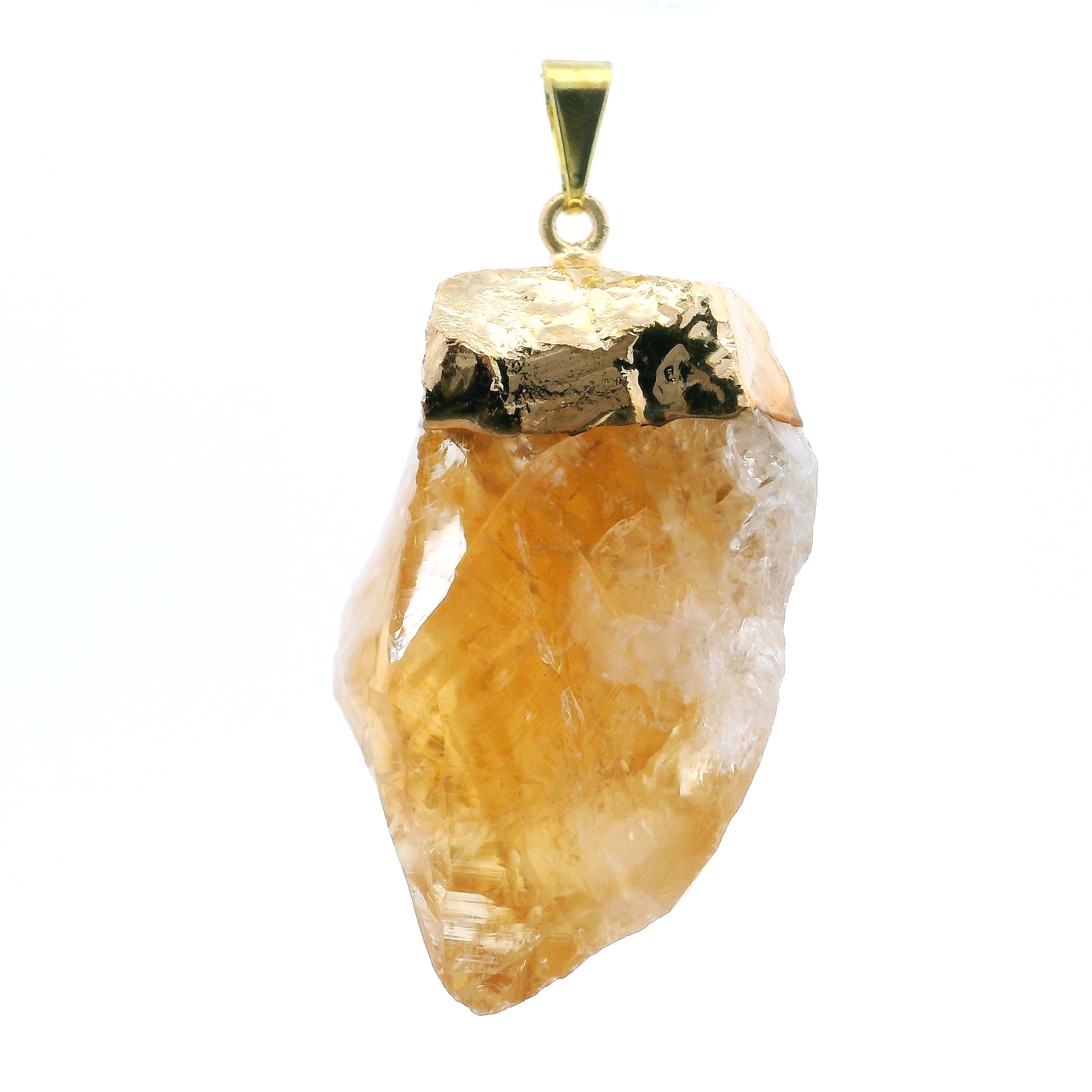 Citrine Single Point Pendant with Plated Gold Cap | Gemstone Jewelry > Pendants | Wiccan Center