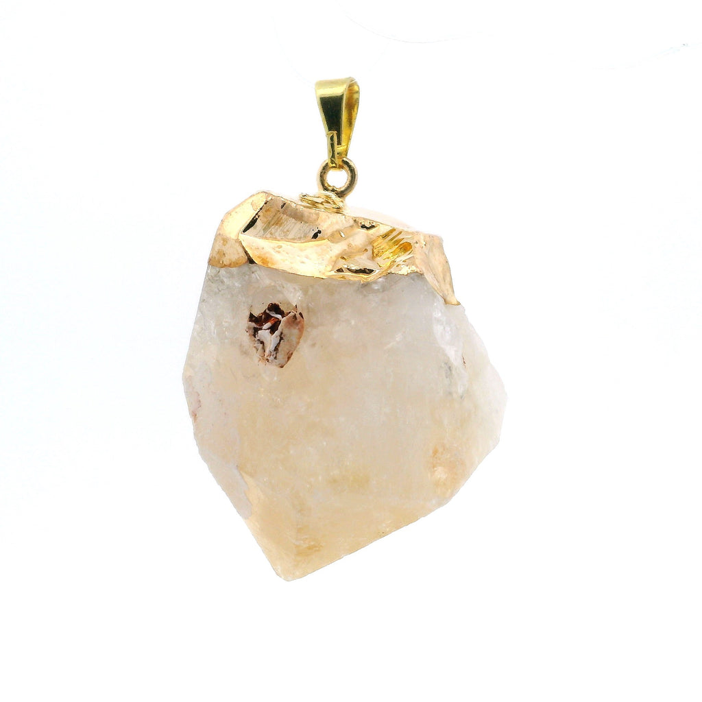 Citrine Single Point Pendant with Plated Gold Cap | Gemstone Jewelry > Pendants | Wiccan Center