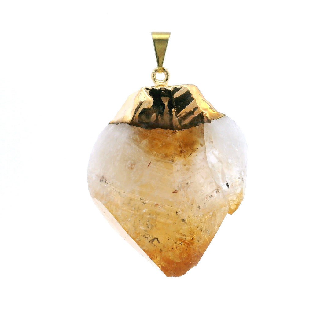 Citrine Single Point Pendant with Plated Gold Cap | Gemstone Jewelry > Pendants | Wiccan Center