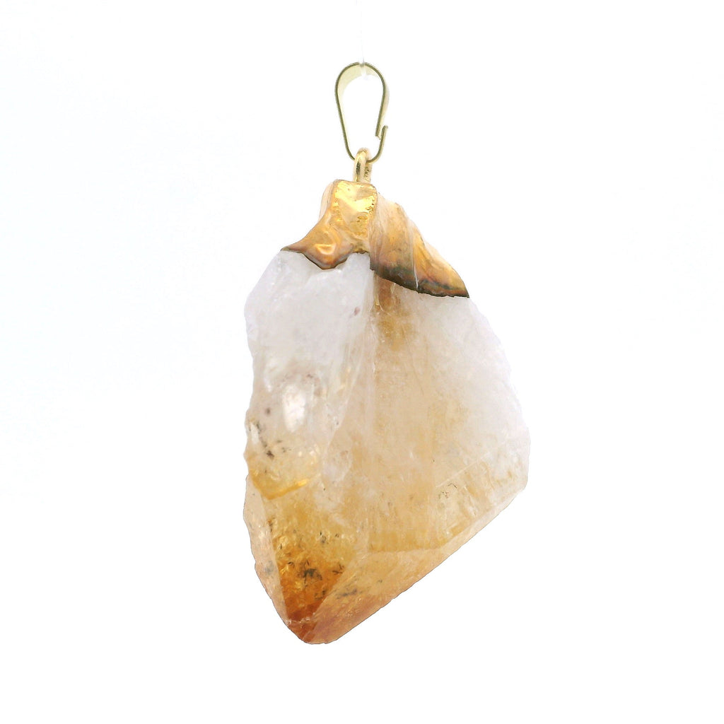 Citrine Single Point Pendant with Plated Gold Cap | Gemstone Jewelry > Pendants | Wiccan Center