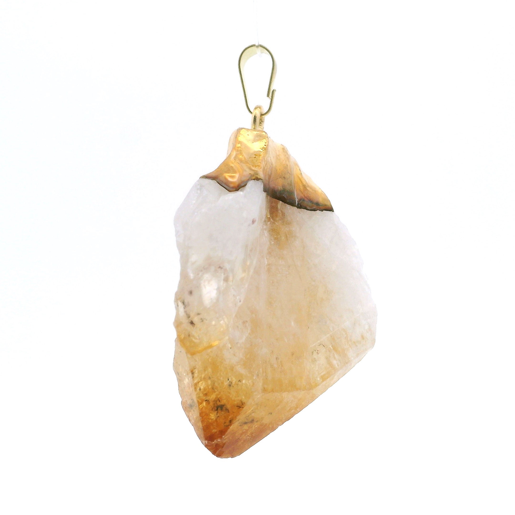 Citrine Single Point Pendant with Plated Gold Cap | Gemstone Jewelry > Pendants | Wiccan Center
