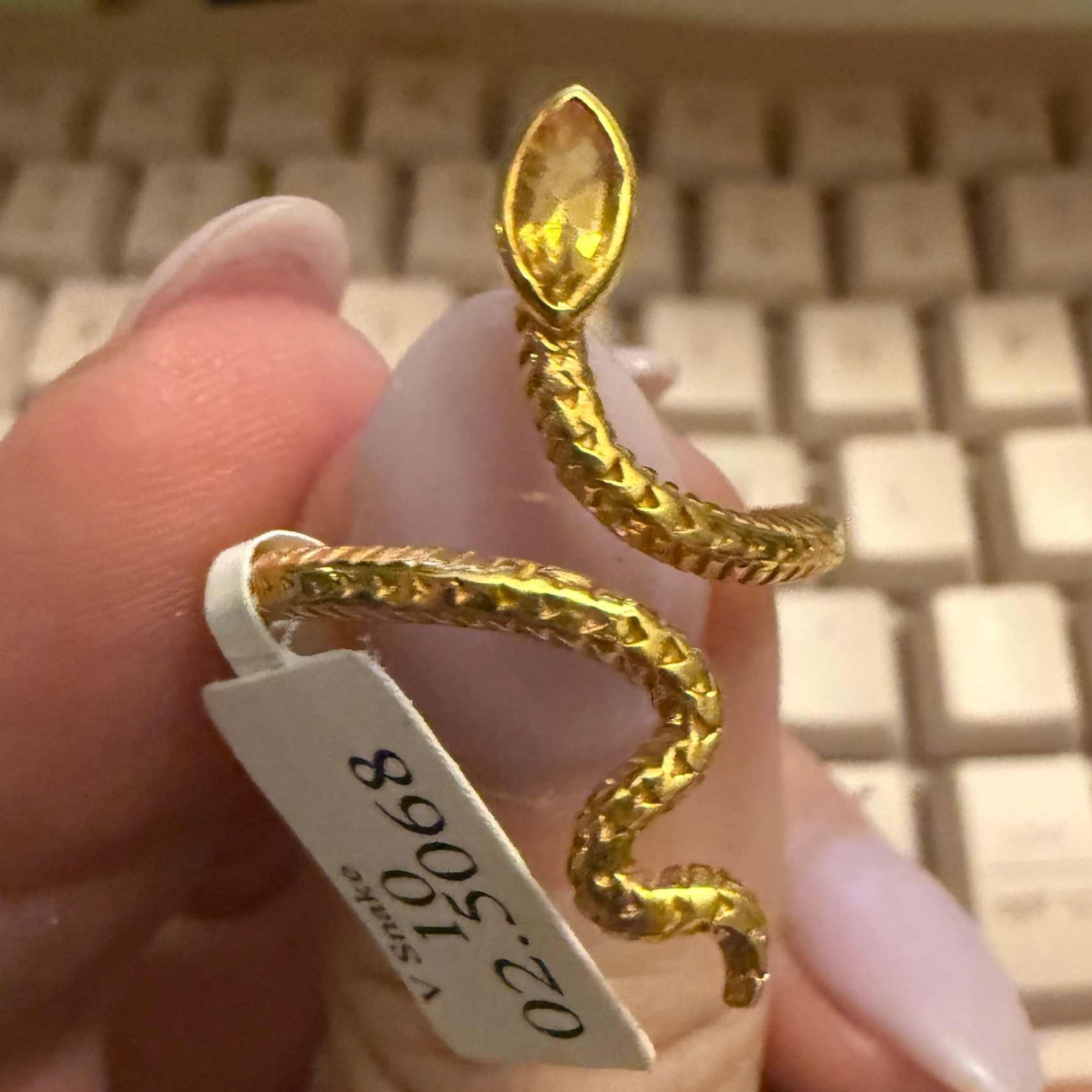Gemstone Snake Ring - Sterling Silver or Gold Vermeil | Rings | Wiccan Center