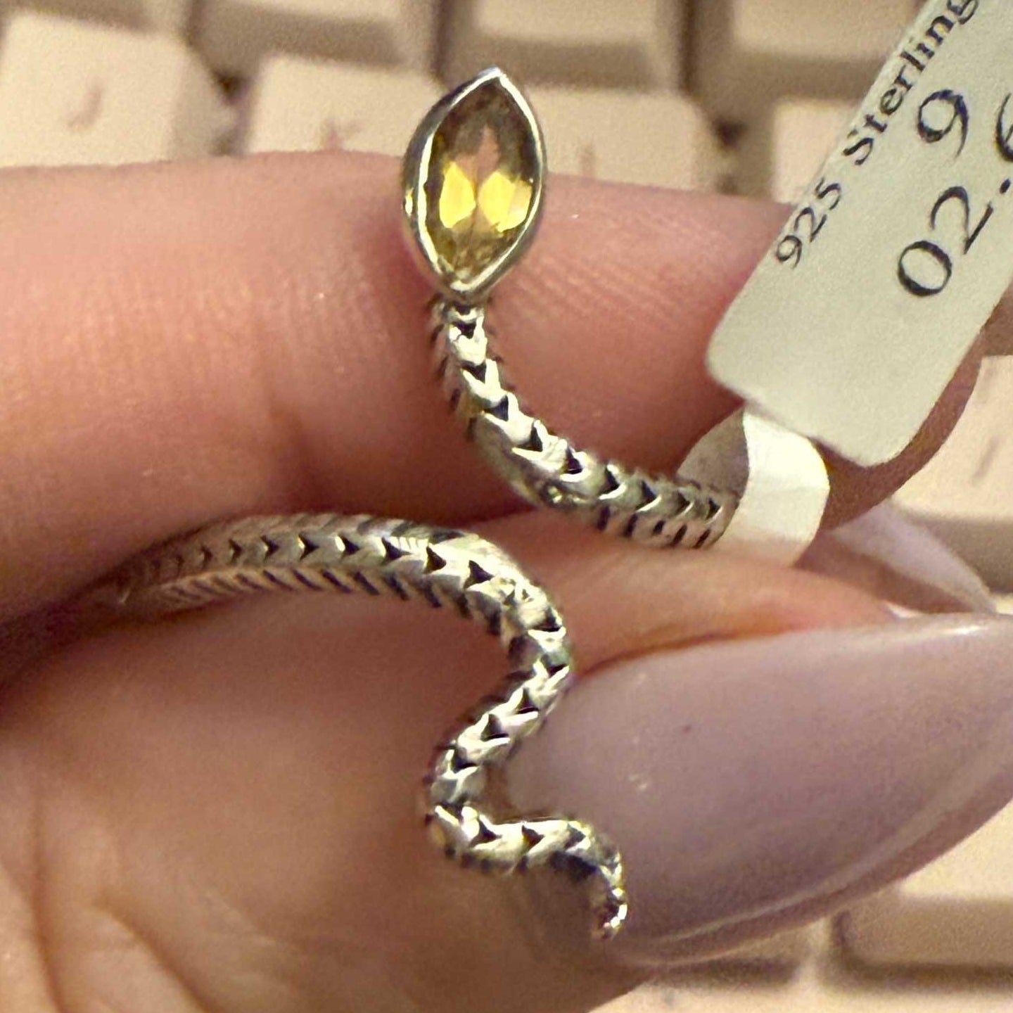 Gemstone Snake Ring - Sterling Silver or Gold Vermeil | Rings | Wiccan Center