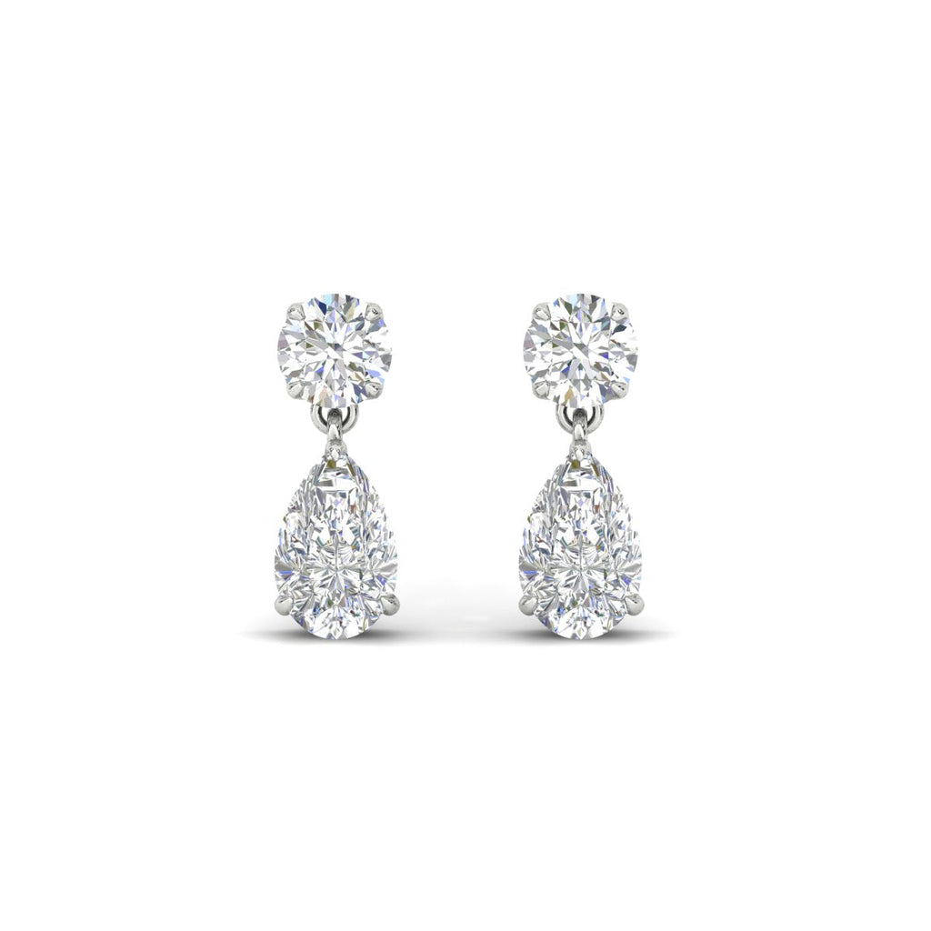 Round And Pear Drop Stud Earrings