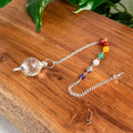 Clear Quartz Sephoroton Pendulum with 7 Chakra Stones | Pendulum | Wiccan Center
