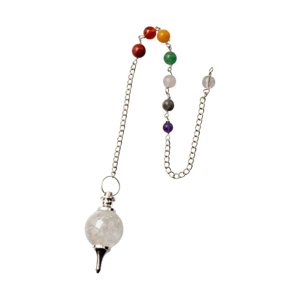 Clear Quartz Sephoroton Pendulum with 7 Chakra Stones | Pendulum | Wiccan Center