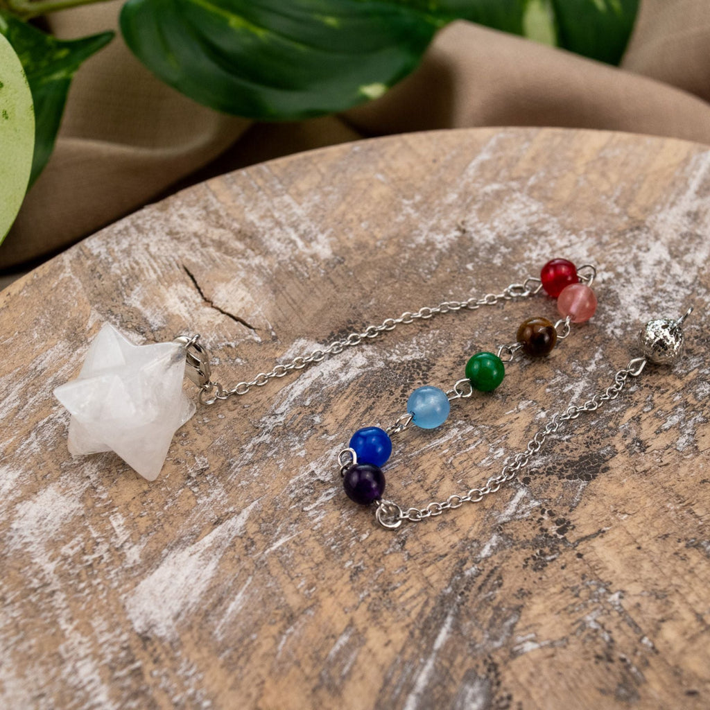 Crystal Merkaba Pendulum with Chakra Stones | | Wiccan Center