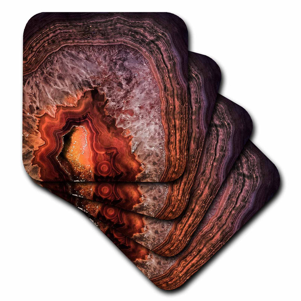 3dRose Uta Naumann Pattern - Image of Luxury Copper Coffee Brown Marble Agate Gem Mineral Stone - Coasters