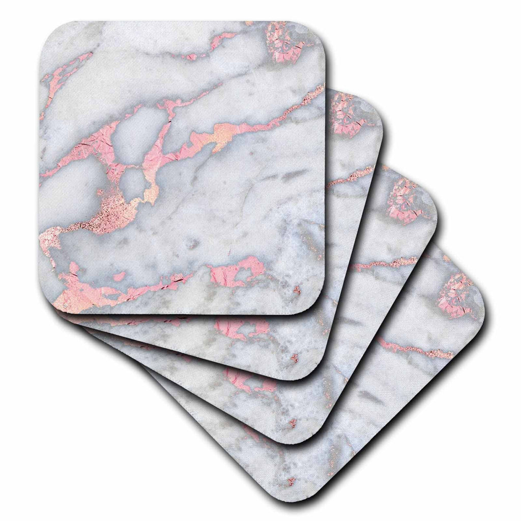 3dRose Uta Naumann Faux Glitter Pattern - Image of Chic Trendy Rose Gold Glitter Veins Marble Agate Rock Quartz - Coasters (CST_275226)
