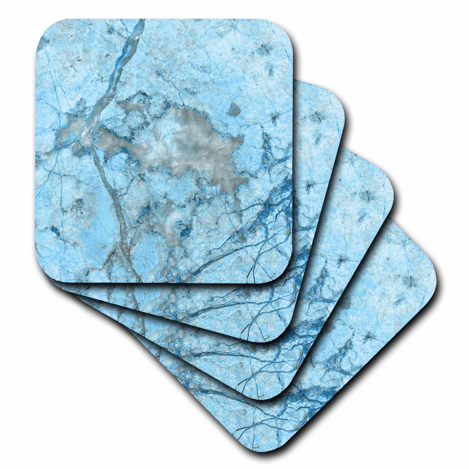 3dRose Uta Naumann Faux Glitter Pattern - Image of Luxury Chic Trendy Ice Blue Veins Agate Gemstone Geode Quartz - Coasters