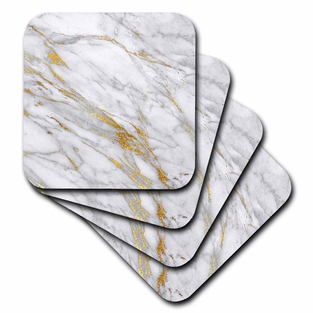 3dRose Uta Naumann Faux Glitter Pattern - Image of Chic Trendy Gold Glitter Veins Marble Agate Gemstone Quartz - Coasters