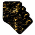 3dRose Uta Naumann Faux Glitter Pattern - Image of Chic Trendy Gold Glitter Veins on Black Marble Agate Gemstone - Coasters