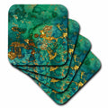 3dRose Uta Naumann Faux Glitter Pattern - Image of Chic Trendy Green and Gold Marble Agate Gemstone Quartz - Coasters (CST_319642)