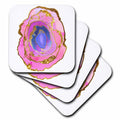 3dRose Pretty Pink, Blue, and Image Of Gold Agate Illustration Graphic Image - Coasters (cst_327227)