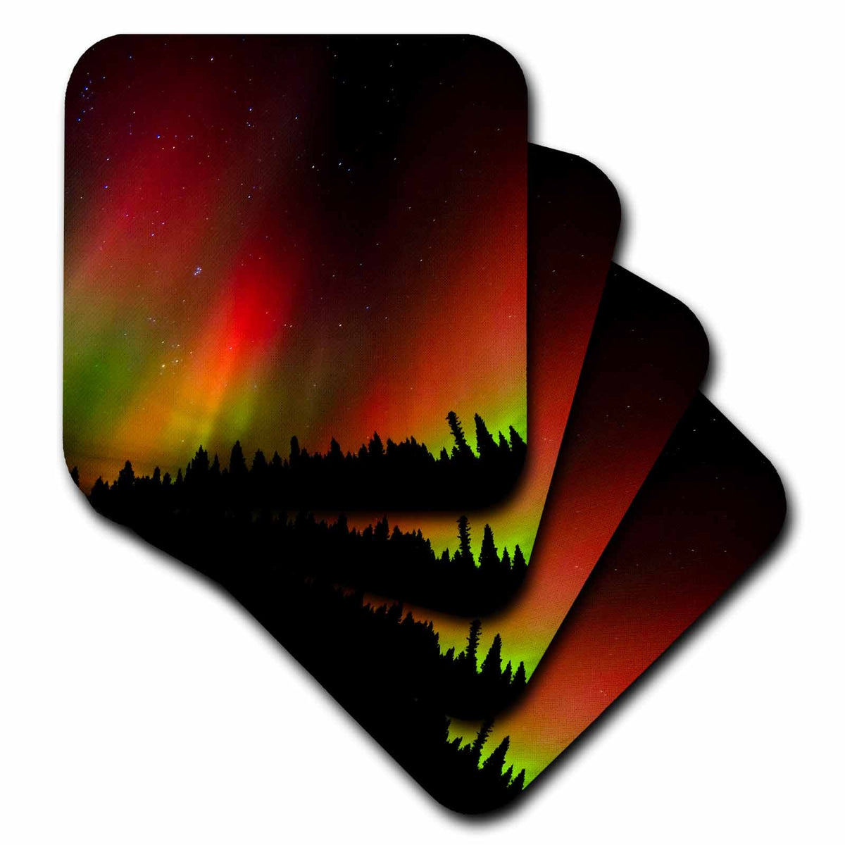 3dRose Canada, Manitoba, Birds Hill Provincial Park. Aurora Borealis, Trees. - Coasters (CST_329749) | Coaster | Wiccan Center