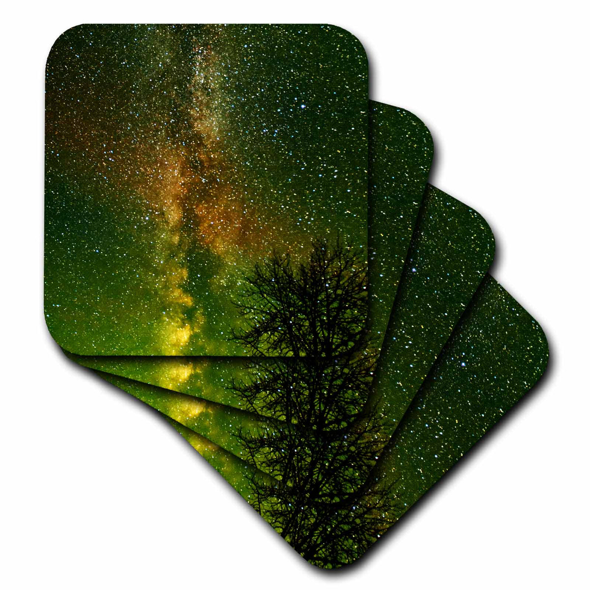 3dRose Canada, Ontario, Longlac. Milky Way and Aurora Borealis. - Coasters (CST_329855)