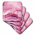 3dRose Illustration From Blush Pink Marble Agate Texture With Gold Veins - Coasters (cst_338741)