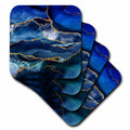 3dRose Illustration From Classic Blue Marble Agate Texture With Gold Veins - Coasters (cst_338742)