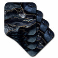 3dRose Illustration From Night Blue Marble Agate Texture With Gold Veins - Coasters (cst_338743)