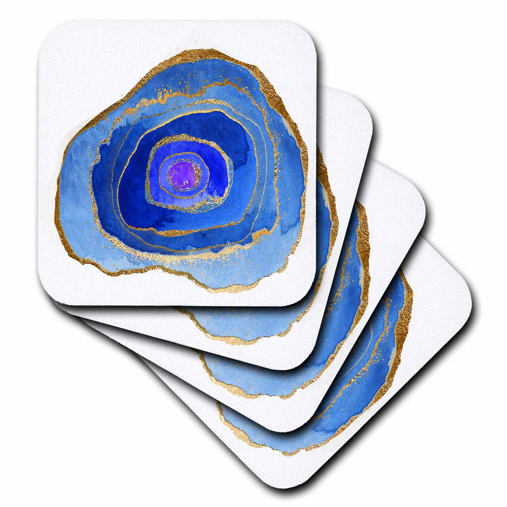 3dRose Glam Blue and image Of Gold Agate Illustration - Coasters (cst_344858)