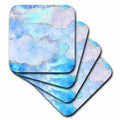 3dRose Glam Light Blue and Image of Silver Glitter Agate Pattern - Coasters (CST_352799)