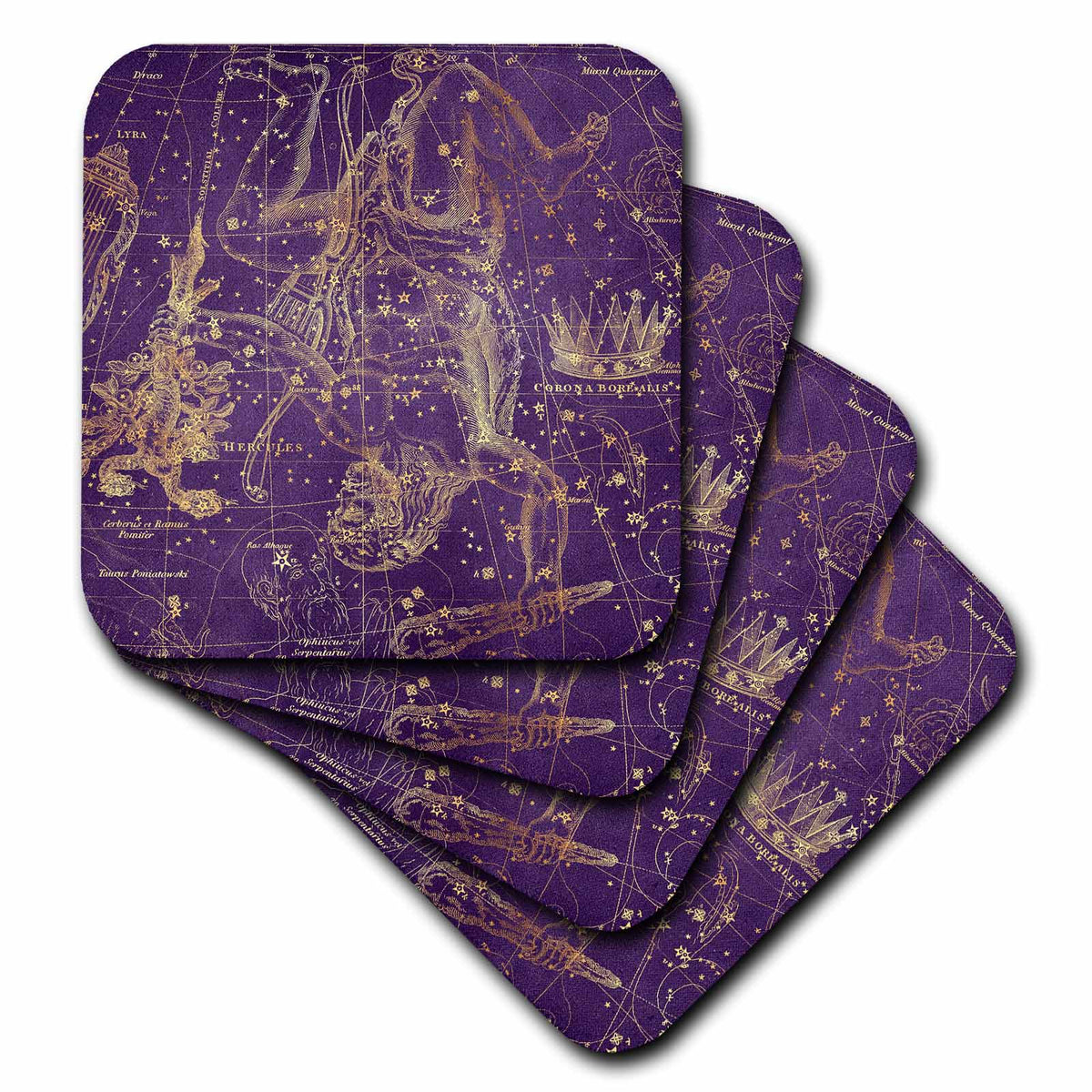 3dRose Vintage Star Map. Constellations of Hercules, Corona Borealis - Coasters (CST_353936)