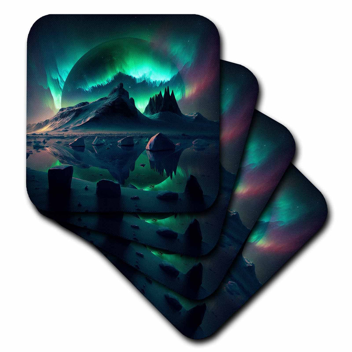 3dRose Anne Marie Baugh - Backgrounds - Aurora Borealis Night Sky - Coasters (cst-382760)