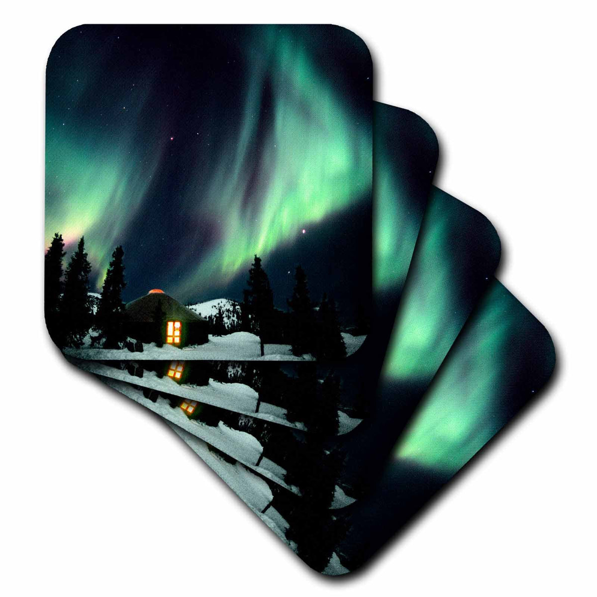 3dRose Danita Delimont - Northern Lights - Alaska, Hot Springs. Aurora Borealis, Northern Lights - US02 FZU0003 - Frank Zurey - Coasters (cst_87460)